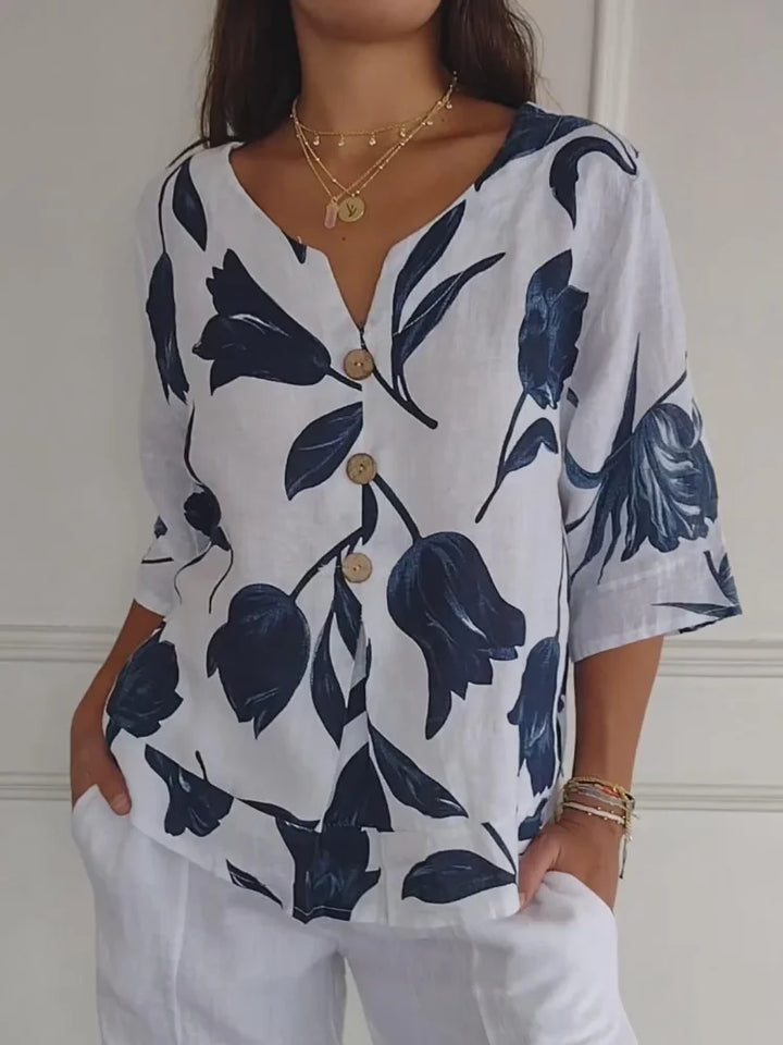 Sanne™ - Florale Button-Up Bluse
