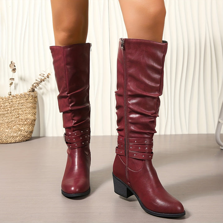 Ragnhild | Damen knöchelhohe Stiefel mit Schlappe und Schnallen-Riemen