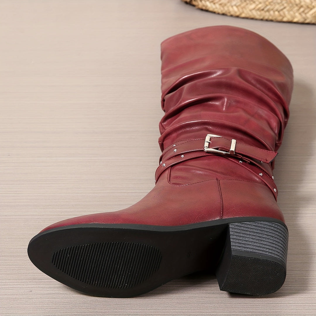 Ragnhild | Damen knöchelhohe Stiefel mit Schlappe und Schnallen-Riemen