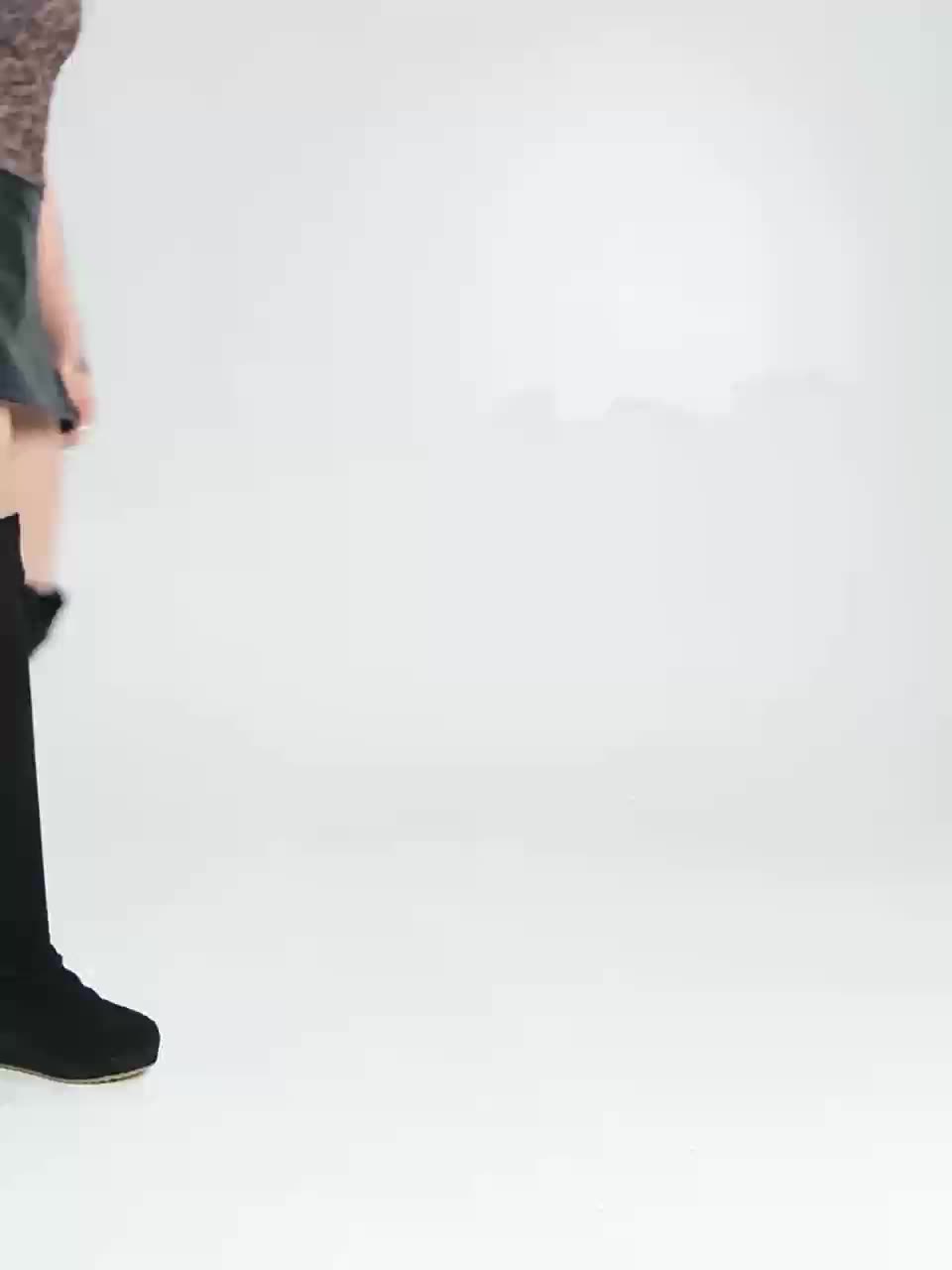 Aveline | Botas altas de mujer por encima de la rodilla, con tacón de cuña y caña elástica
