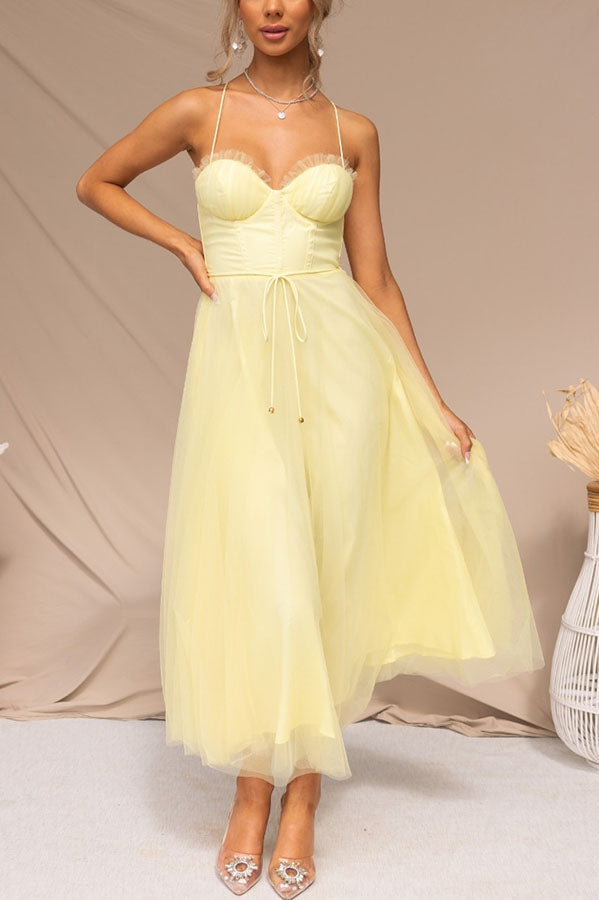 Zeitgenössisches Prinzessinnen-Maxi-Kleid mit Trägern für Partys