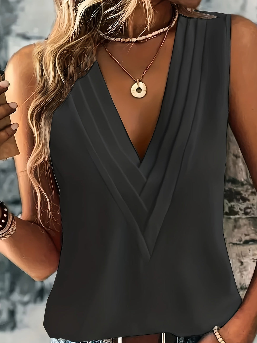 Carina™ - Elegante Bluse mit gerafftem V-Ausschnitt