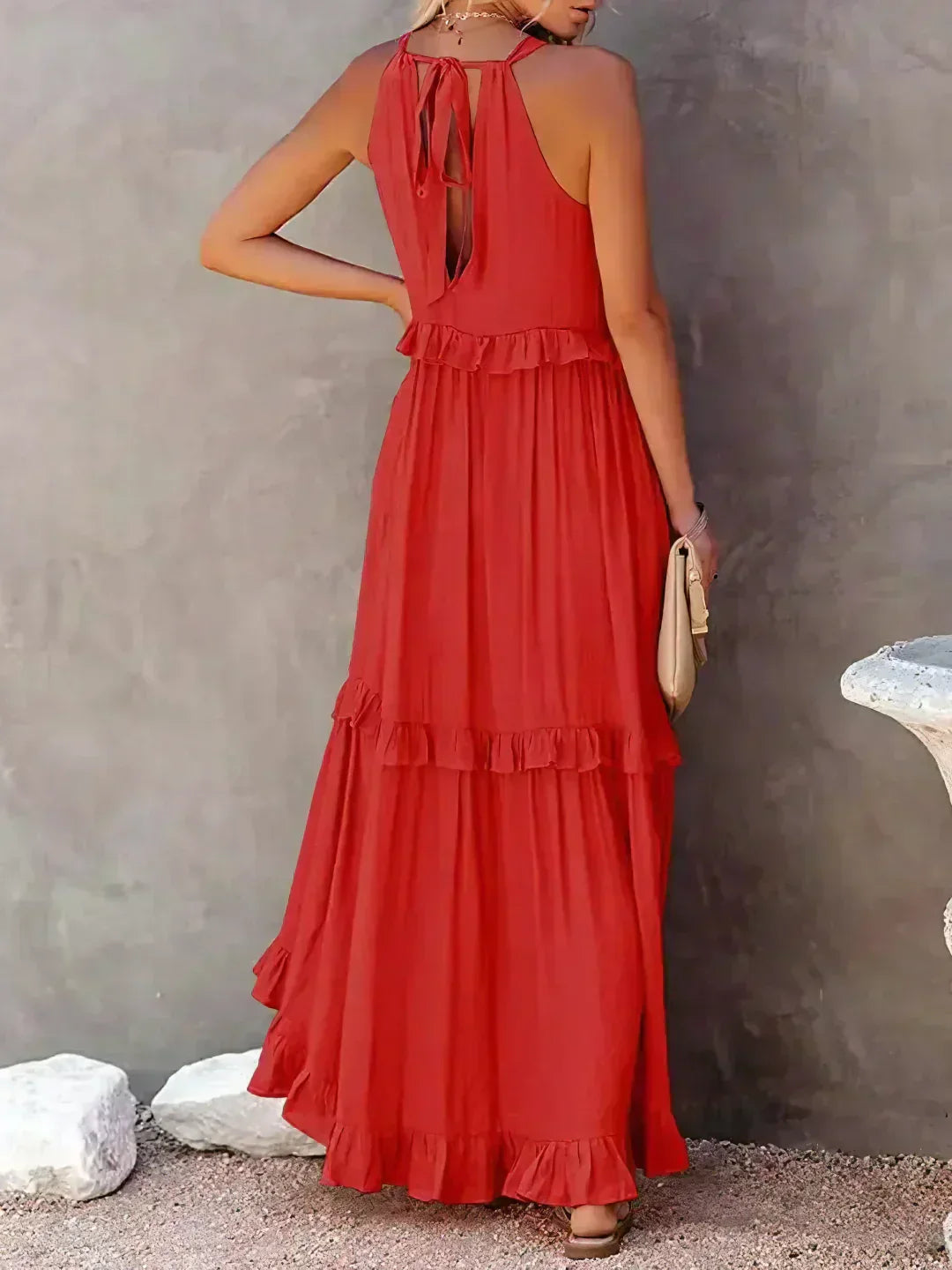 Sarah | Halter Rüsch Maxi Kleid (Fast ausverkauft)