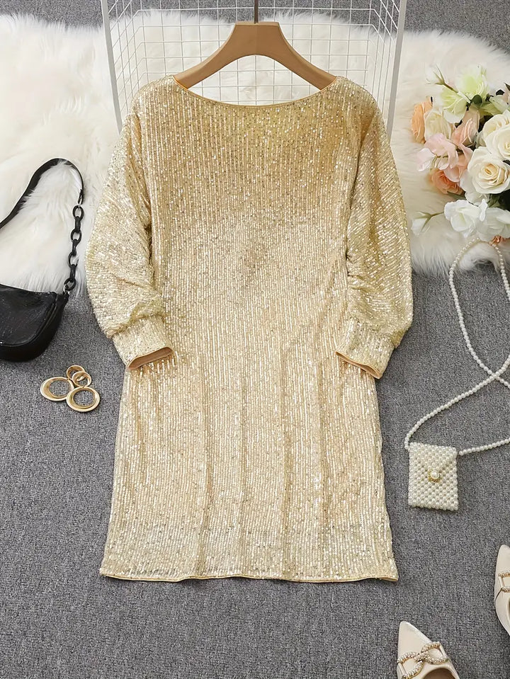 Kontrast Pailletten Partykleid