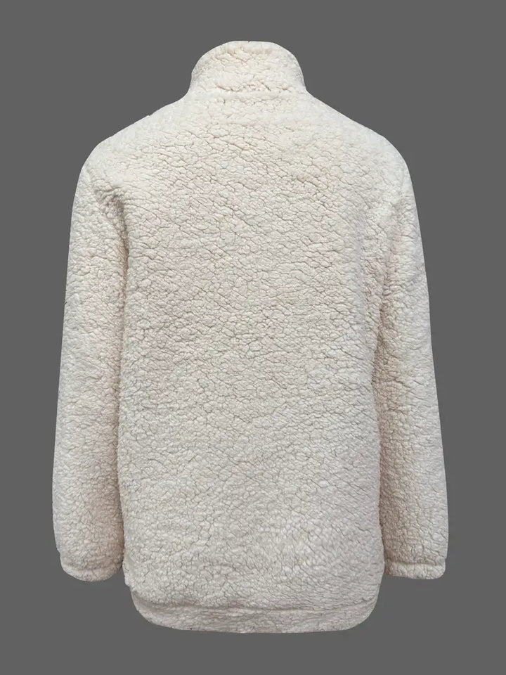 Claudia - Patch Quarter Zip Pullover Teddy Sweatshirt