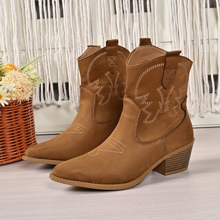 Fable | Botas de cowboy ocidentais para senhora, para gémeos largos, com bordados