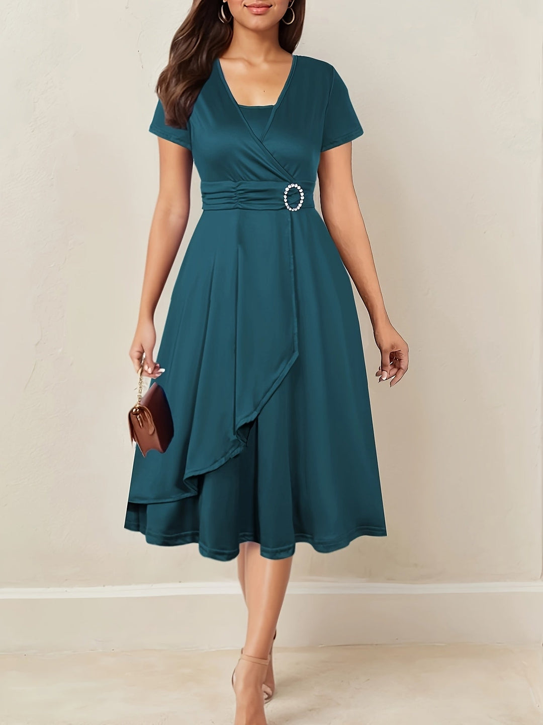 Hilda™ - Elegantes Abendkleid mit Strass-V-Ausschnitt