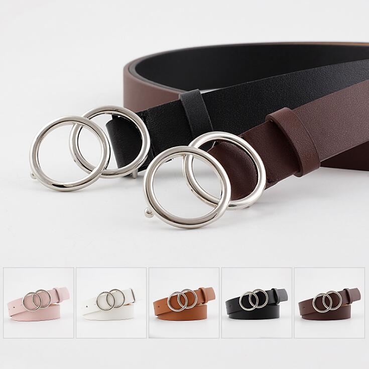 Damen Ledergürtel mit O-Ring-Schnalle