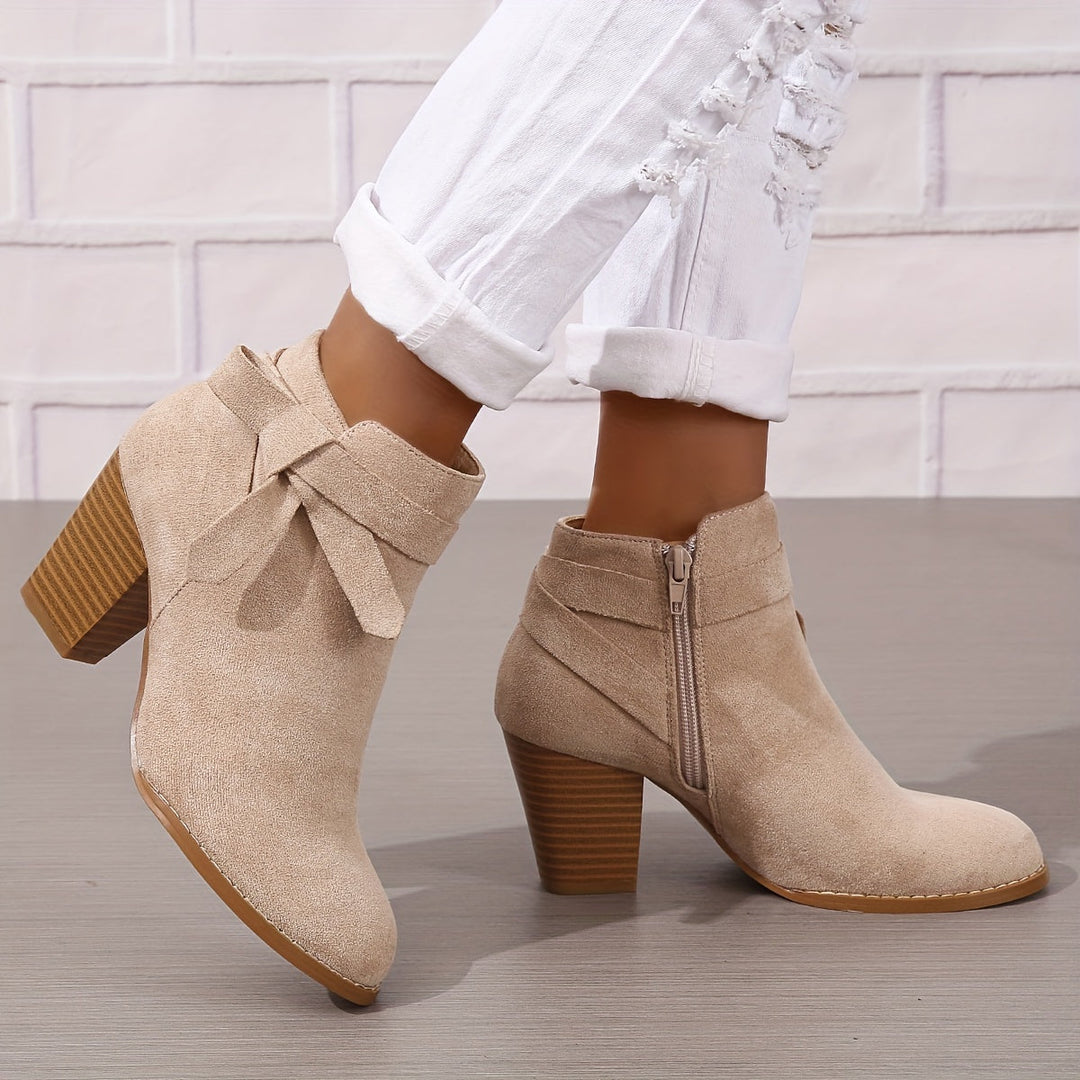 Heloise | Women's ankle boots with block heels and back tie detail