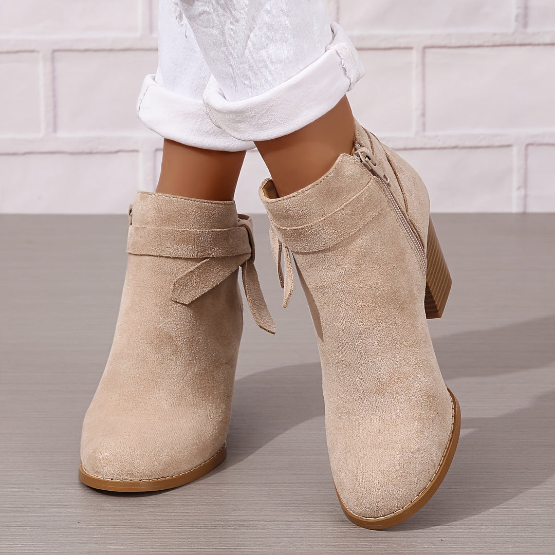 Heloise | Women's ankle boots with block heels and back tie detail