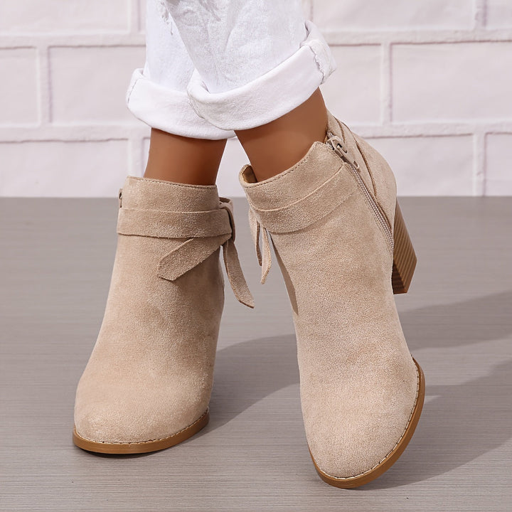 Heloise | Women's ankle boots with block heels and back tie detail