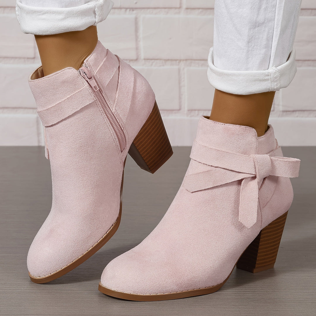 Heloise | Women's ankle boots with block heels and back tie detail
