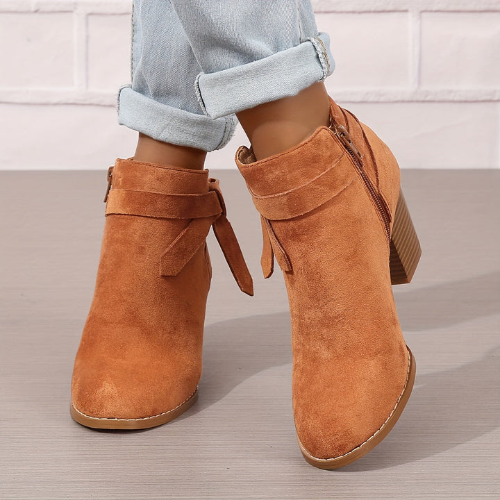 Heloise | Women's ankle boots with block heels and back tie detail
