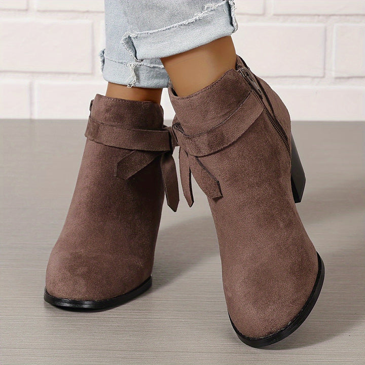 Heloise | Women's ankle boots with block heels and back tie detail