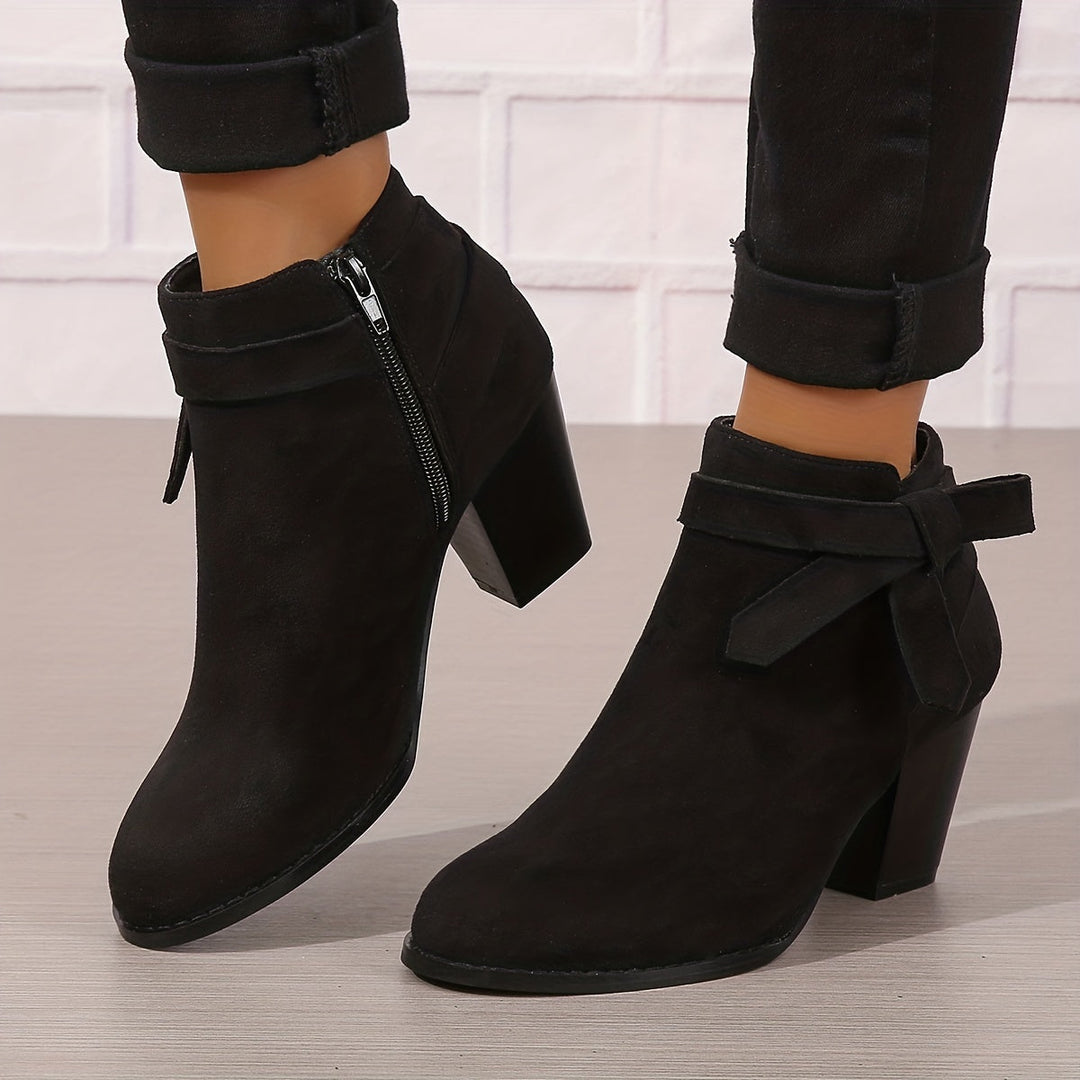 Heloise | Women's ankle boots with block heels and back tie detail