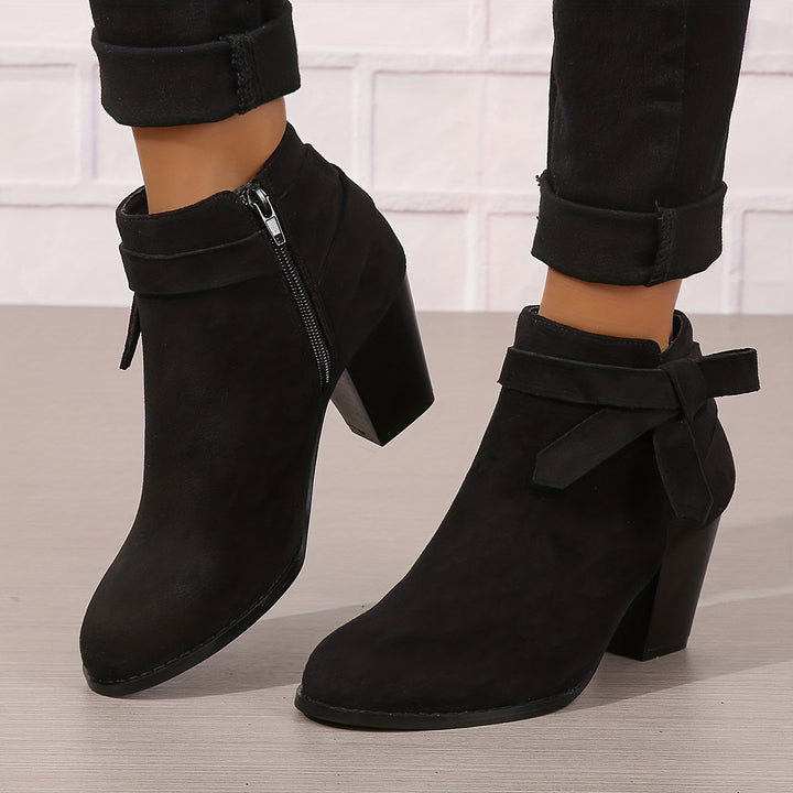 Heloise | Women's ankle boots with block heels and back tie detail