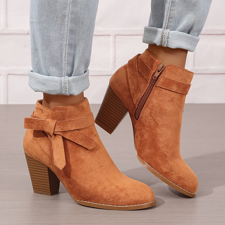 Heloise | Women's ankle boots with block heels and back tie detail