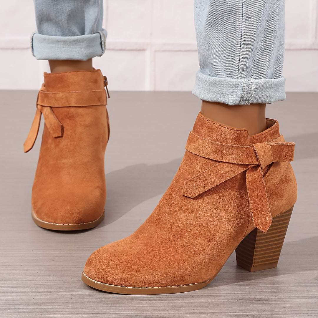 Heloise | Women's ankle boots with block heels and back tie detail