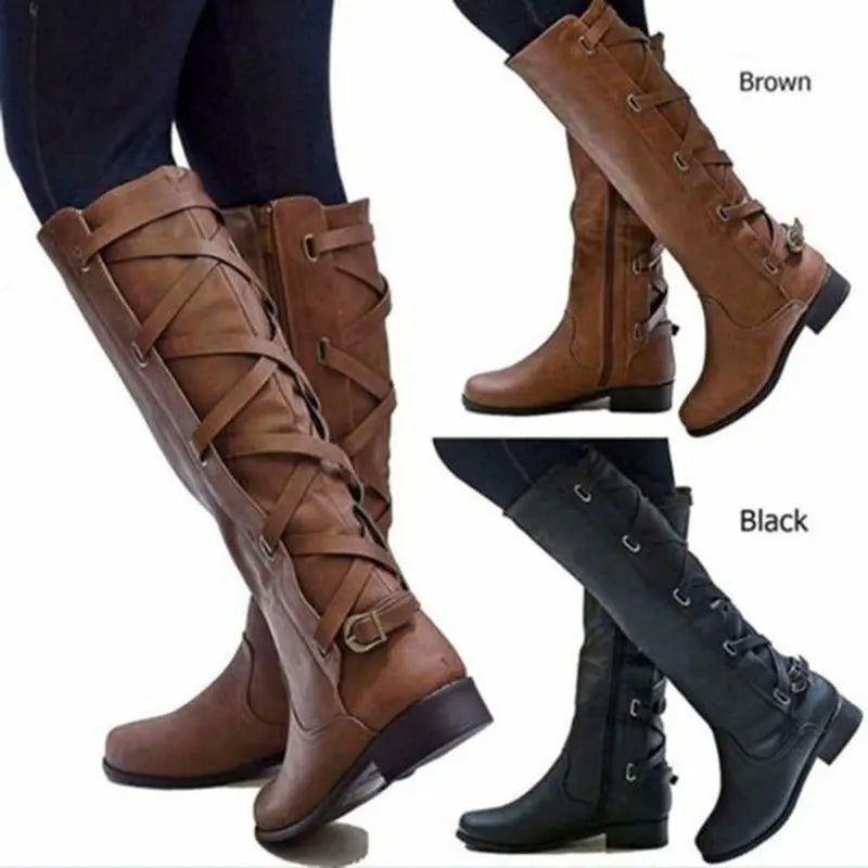 Kalinda | Damen knöchelhohe Reitstiefel mit Rückschnallen