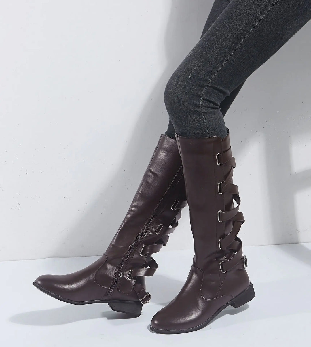 Kalinda | Damen knöchelhohe Reitstiefel mit Rückschnallen