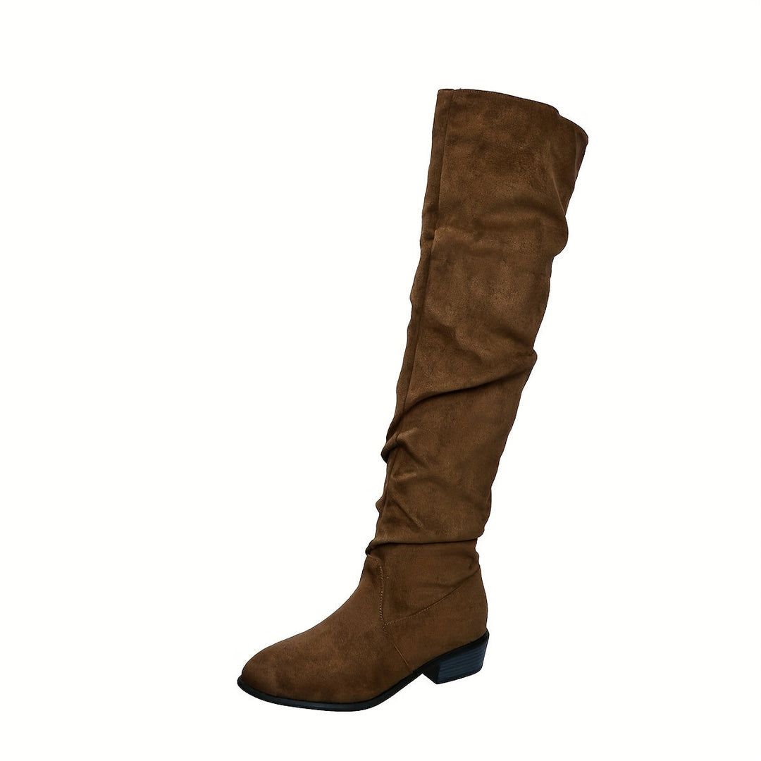 Jacinda | Damen Überknie-Stiefel mit niedrigem Blockabsatz