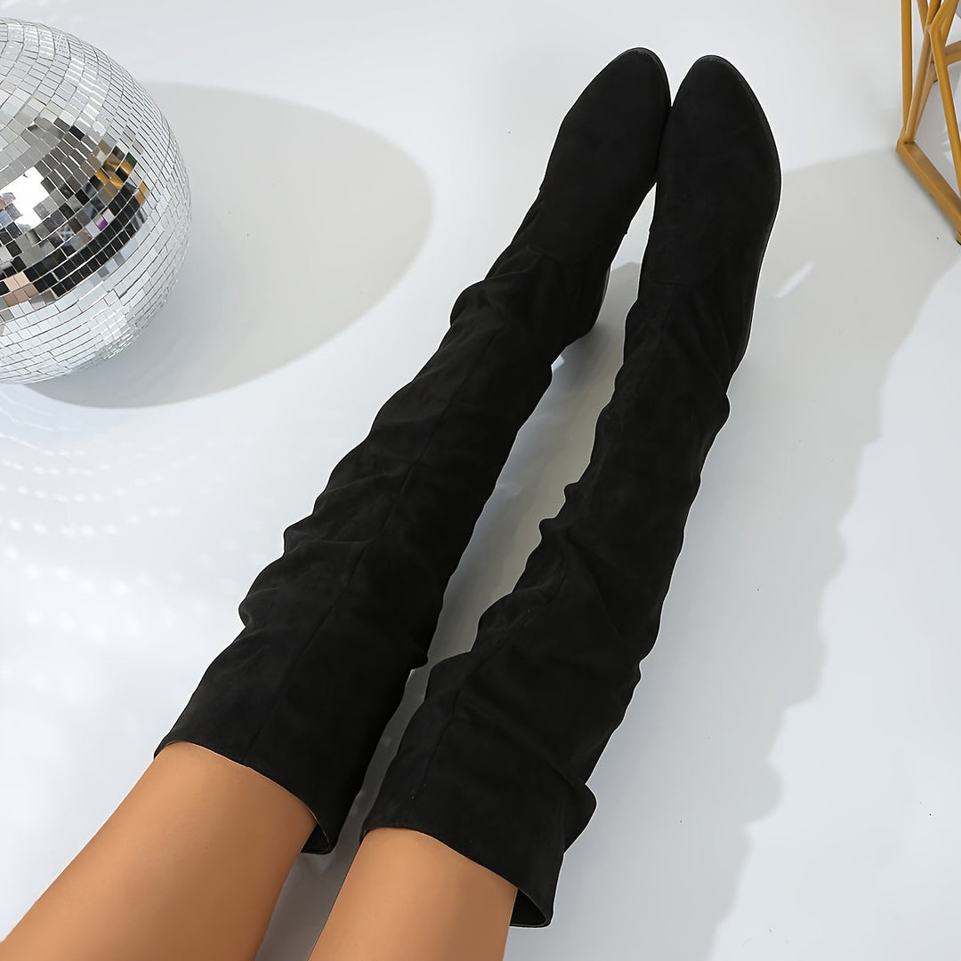 Jacinda | Damen Überknie-Stiefel mit niedrigem Blockabsatz