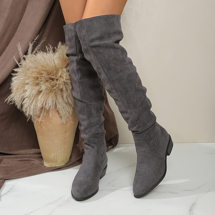 Jacinda | Damen Überknie-Stiefel mit niedrigem Blockabsatz