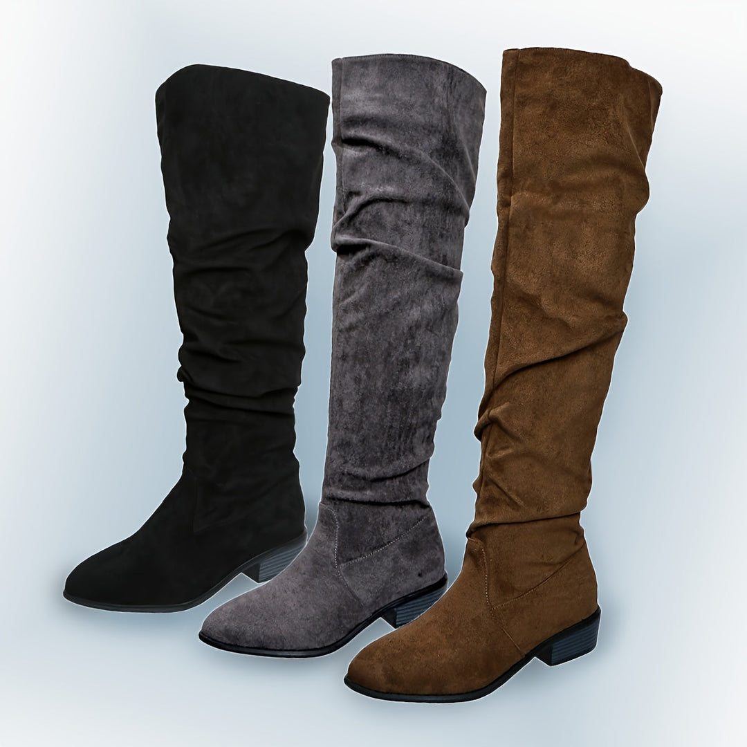 Jacinda | Damen Überknie-Stiefel mit niedrigem Blockabsatz