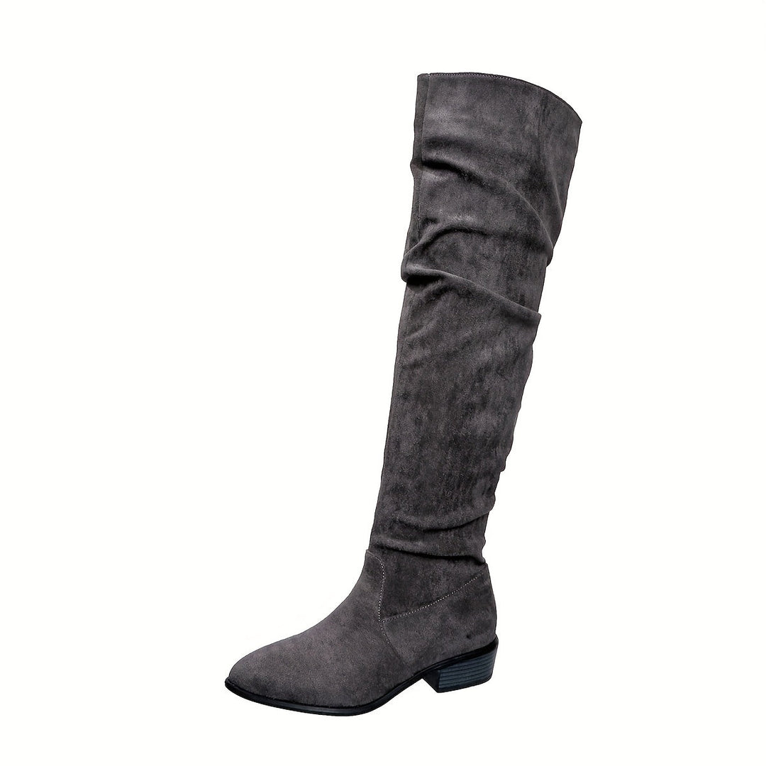 Jacinda | Damen Überknie-Stiefel mit niedrigem Blockabsatz