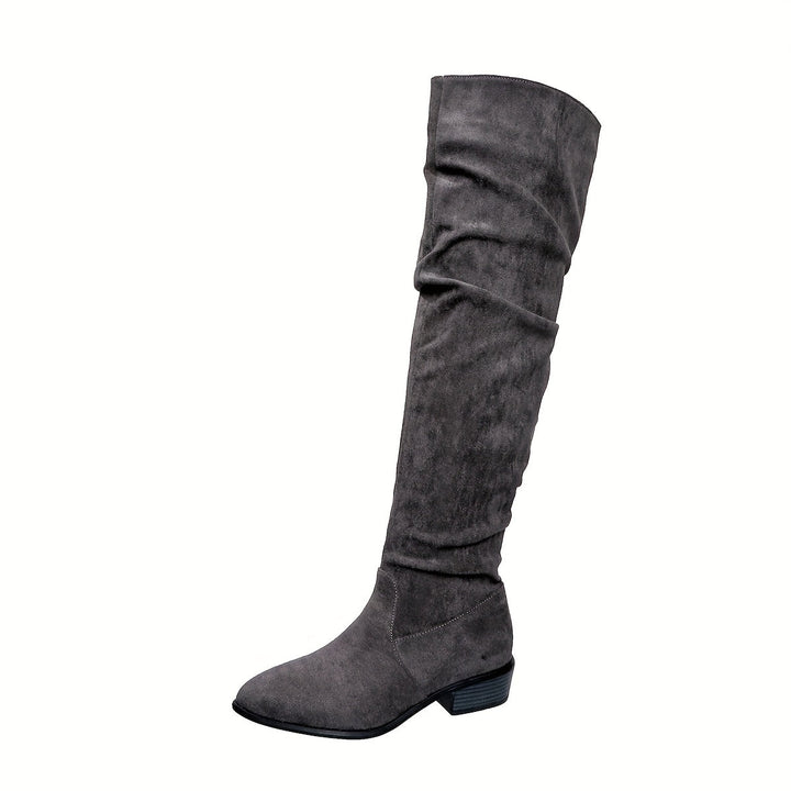 Jacinda | Damen Überknie-Stiefel mit niedrigem Blockabsatz