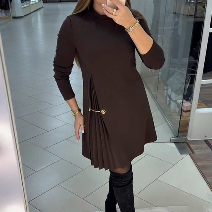 Stylisches Langarmkleid mit gefältelten Details