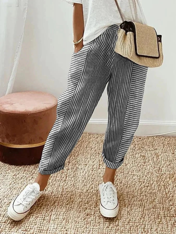 Kae | Gestreifte Baumwollhose