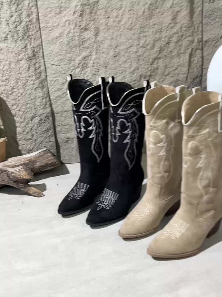 Blythe | Damen Western Cowboy Stiefel mit weitem Wadenbereich