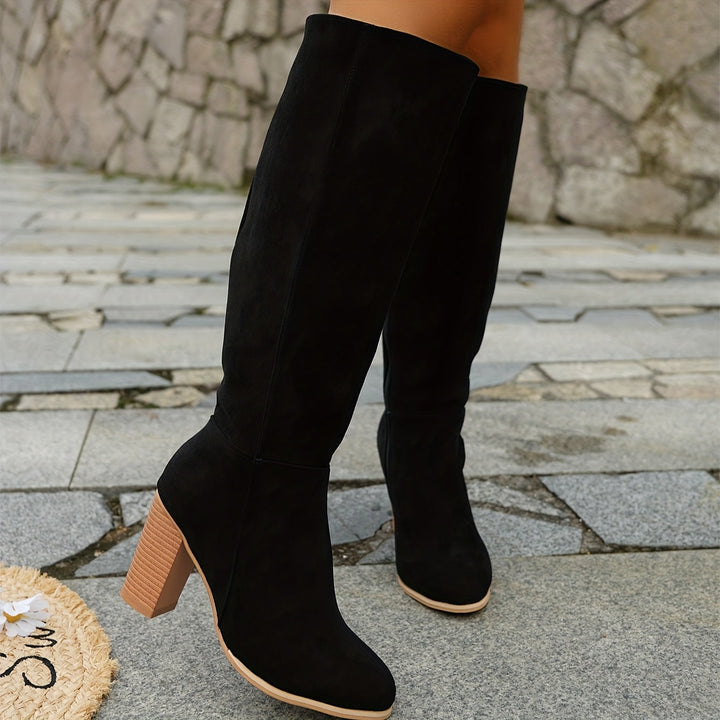 Walburga | Damen Weitwaden Western Cowboy kniehohe Stiefel mit Innenreißverschluss