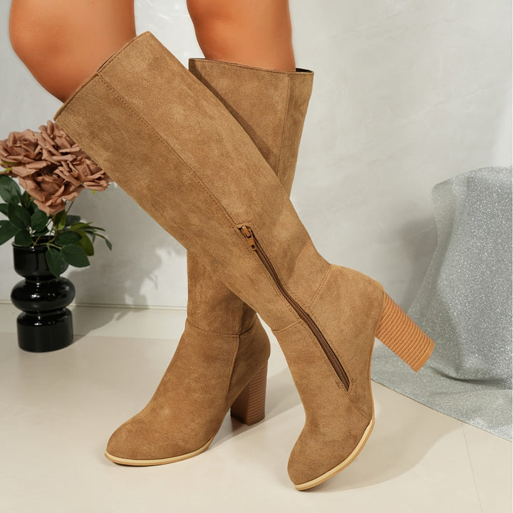 Walburga | Damen Weitwaden Western Cowboy kniehohe Stiefel mit Innenreißverschluss