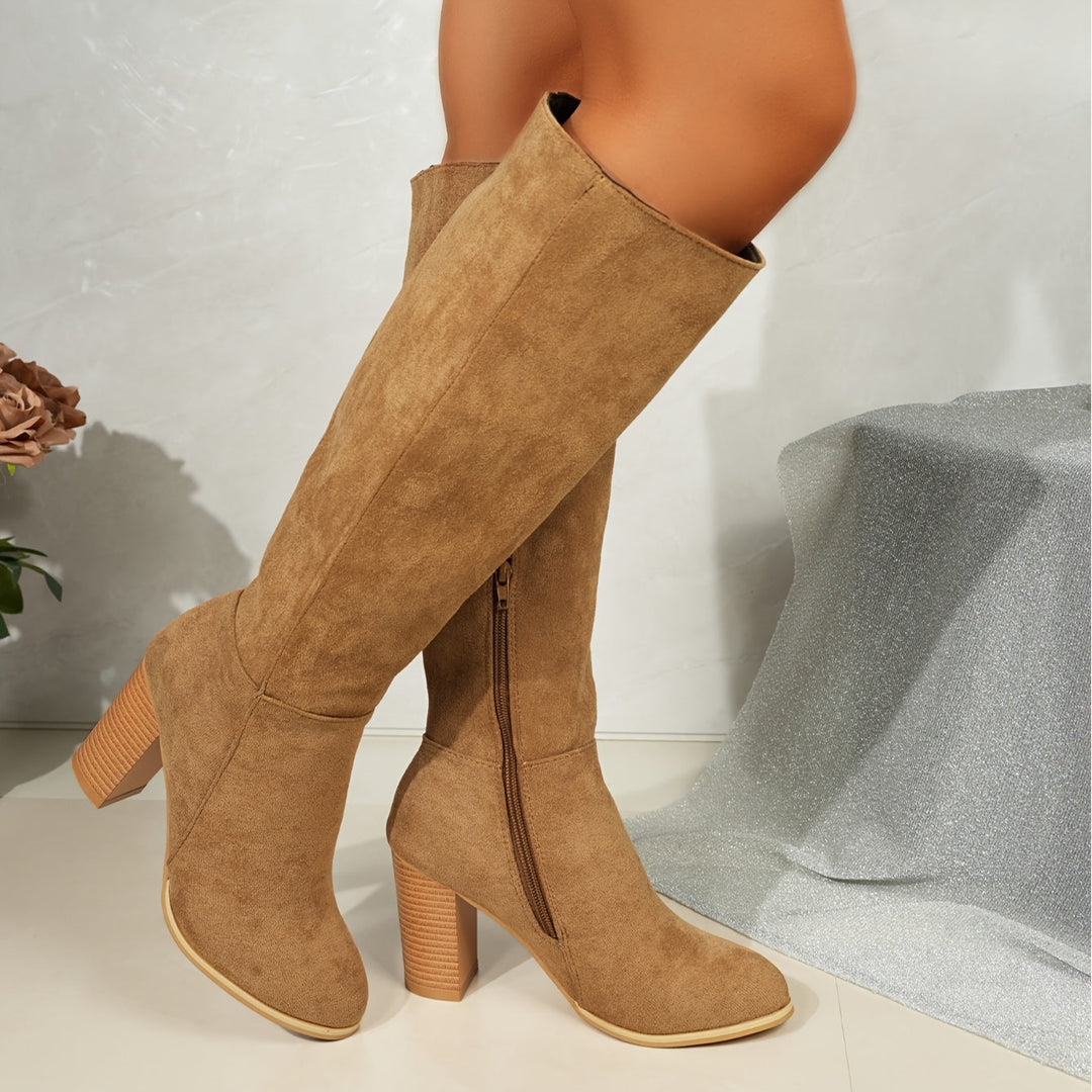 Walburga | Damen Weitwaden Western Cowboy kniehohe Stiefel mit Innenreißverschluss