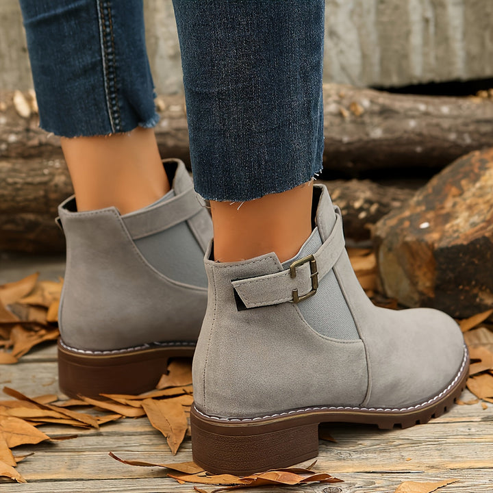 Nerida | Women's Chelsea Ankle Boots with Block Heel and Buckle Strap