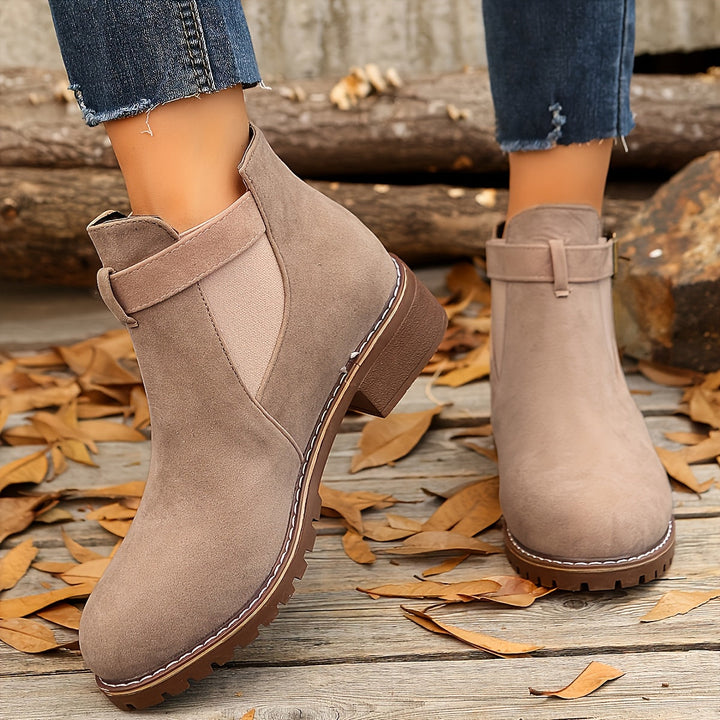 Nerida | Women's Chelsea Ankle Boots with Block Heel and Buckle Strap