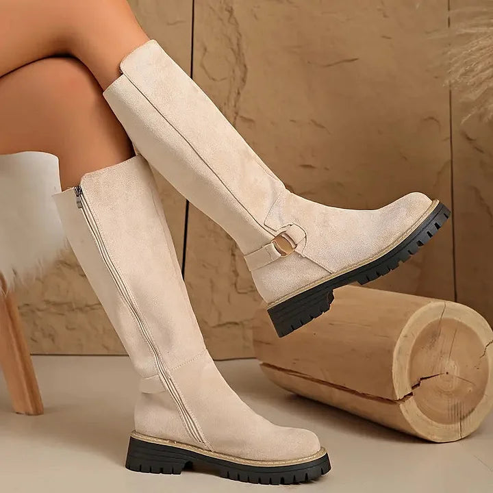 Bertine | Damen Knief hohe Stiefel mit Schnallen-Detail und Profilsohle