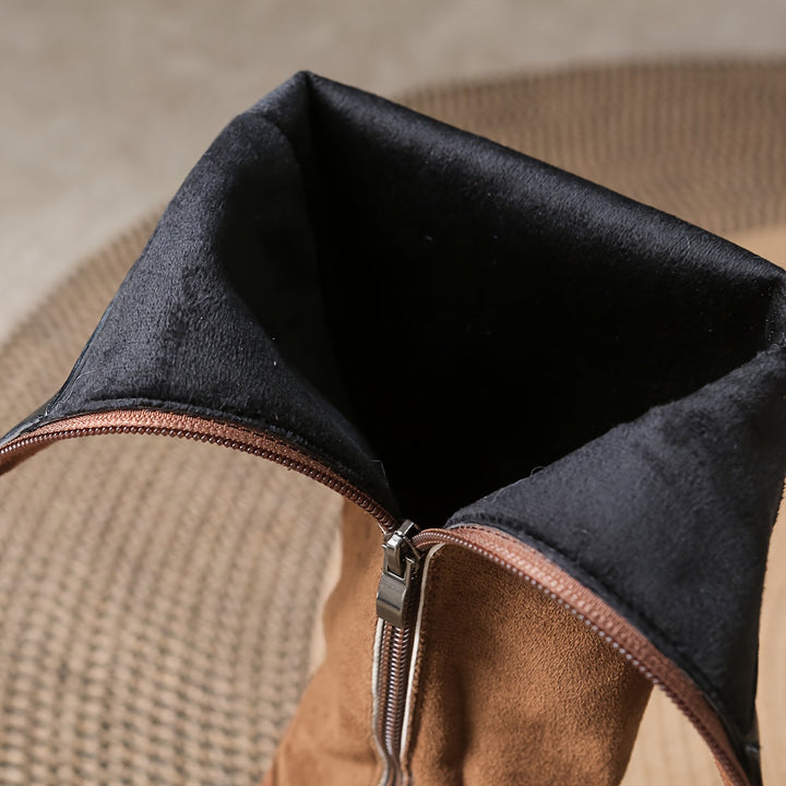 Halcyon | Damen knielange Stiefel mit goldenen Knopfakzenten