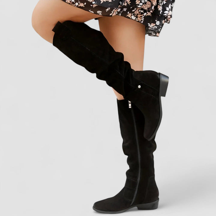 Ailsa | Damen knielange Schlupfstiefel mit Ziehlasche
