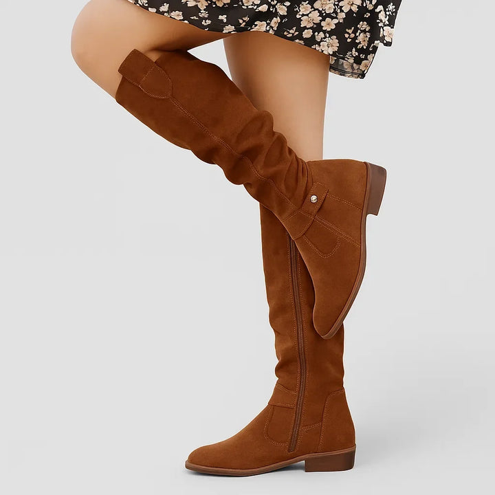 Ailsa | Damen knielange Schlupfstiefel mit Ziehlasche