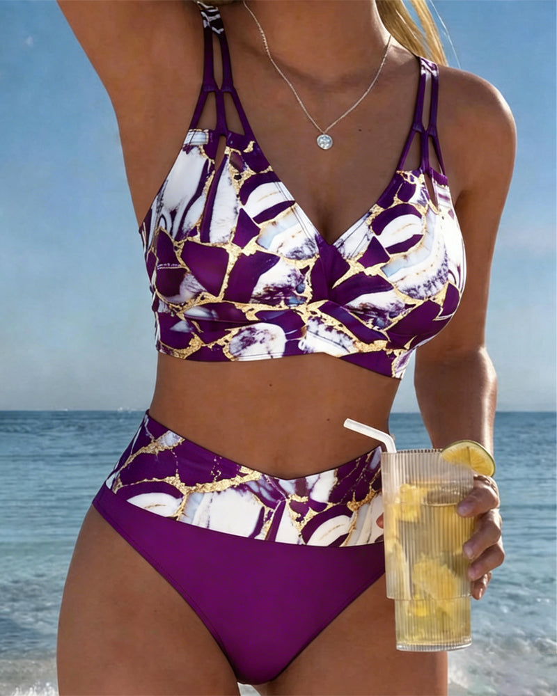 Luna | Damen V-Ausschnitt Träger-Bikini mit normaler Passform