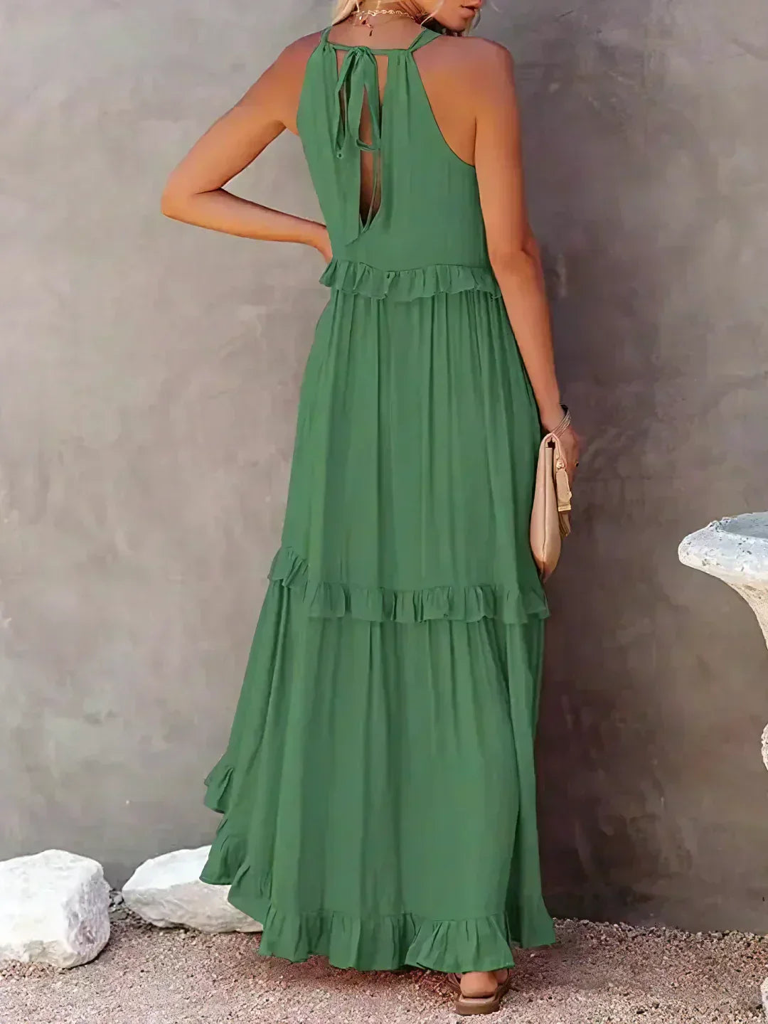 Sarah | Halter Rüsch Maxi Kleid (Fast ausverkauft)