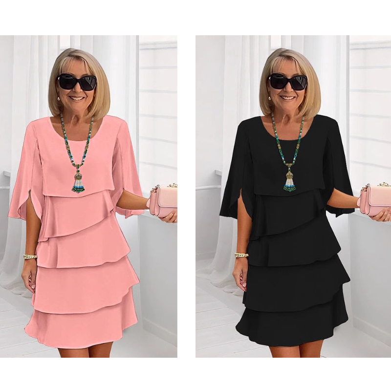 Chic Schichtkleid mit Puffärmeln für Frauen