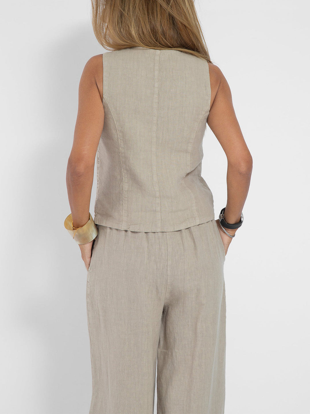 Aira - Geknöpfter Weste & Weite Hose Set