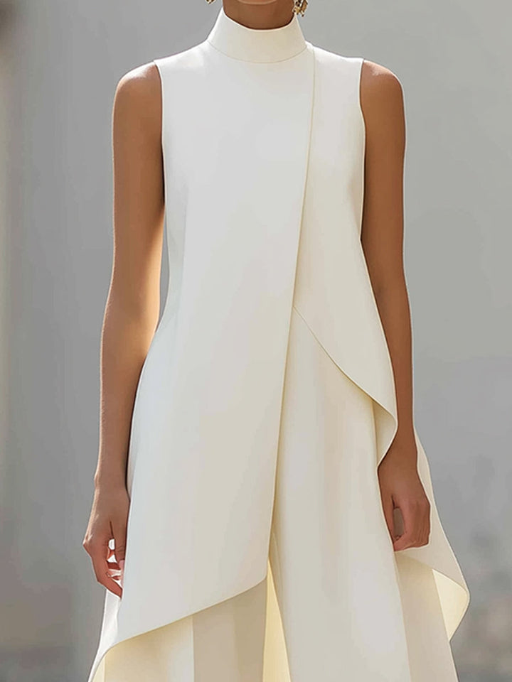 Martina | Damen Hochkragen-Top und Weitbein-Hosen Set