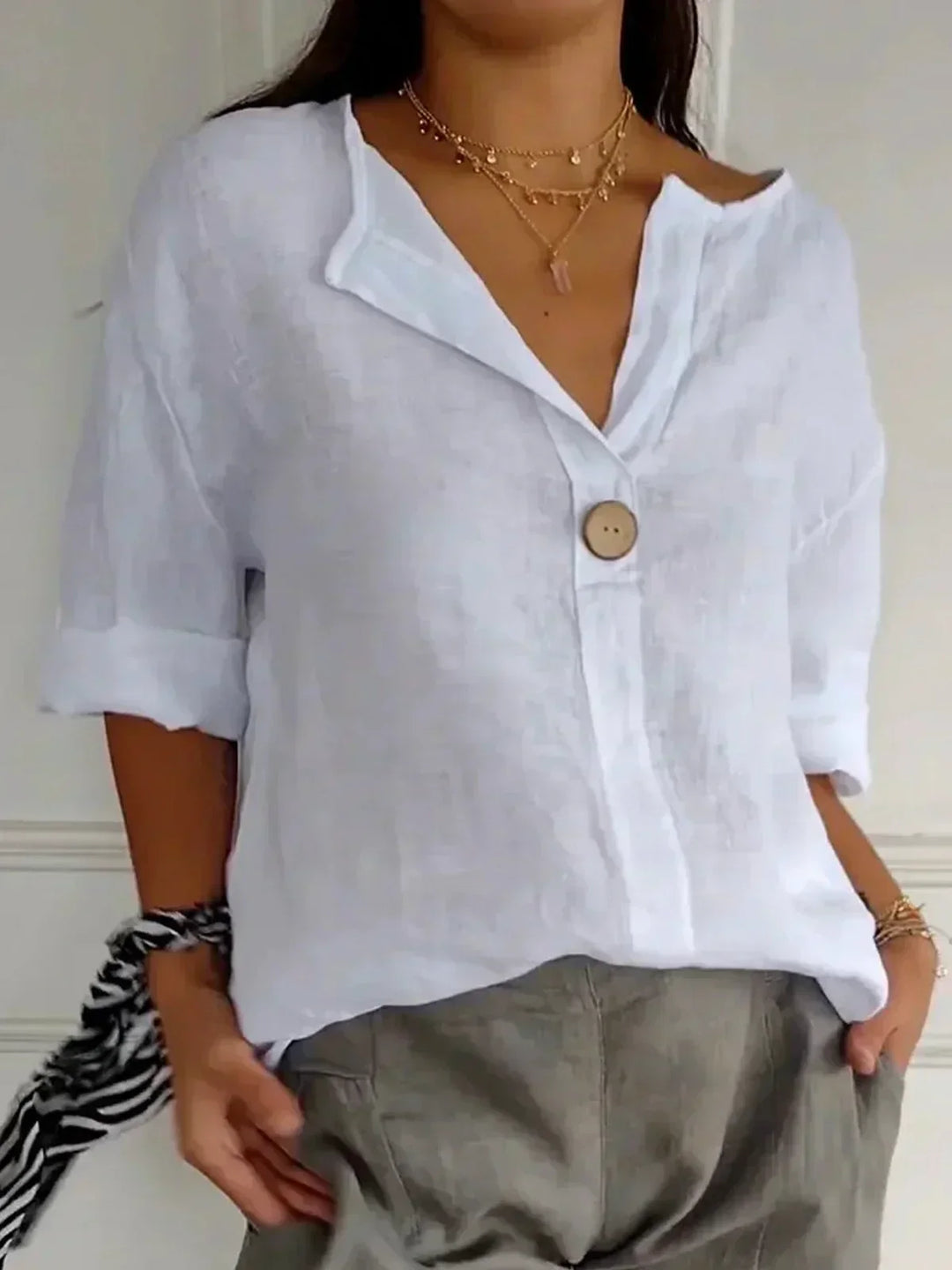 Jessa™ - Lässige V-Ausschnitt Bluse