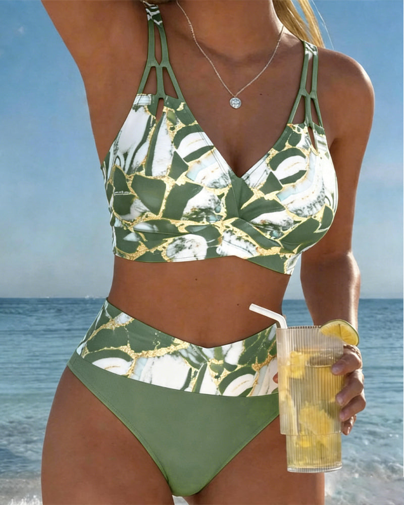 Luna | Damen V-Ausschnitt Träger-Bikini mit normaler Passform