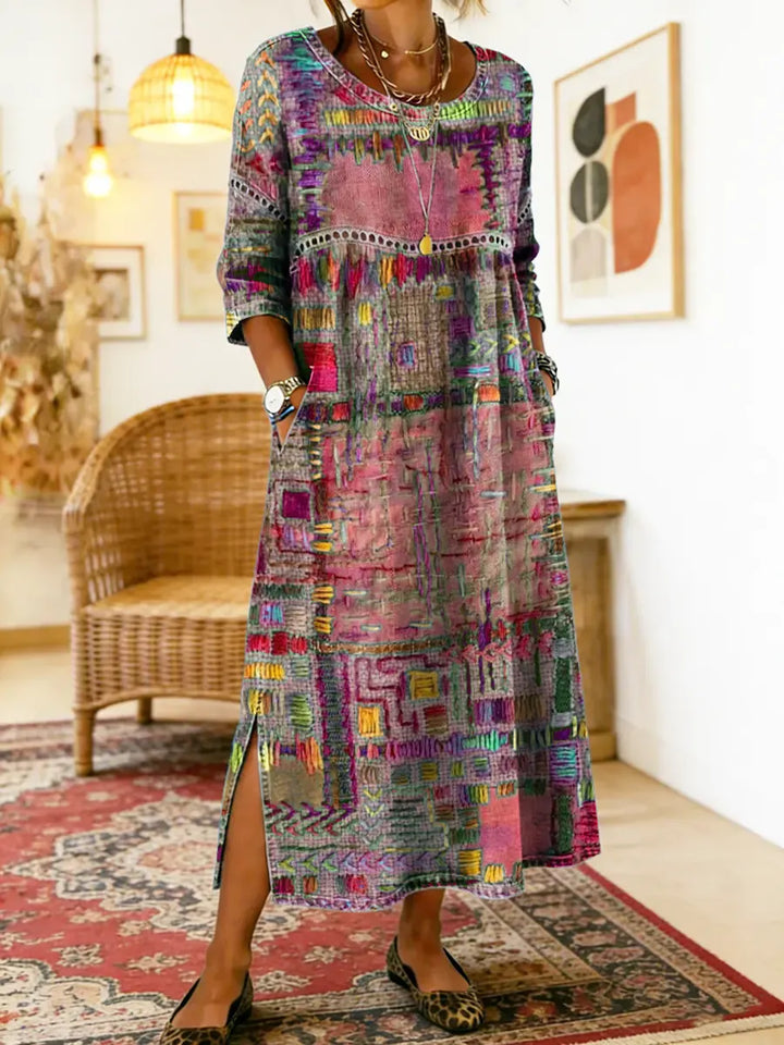 Isabelle | Ethnisches Patchwork-Kleid
